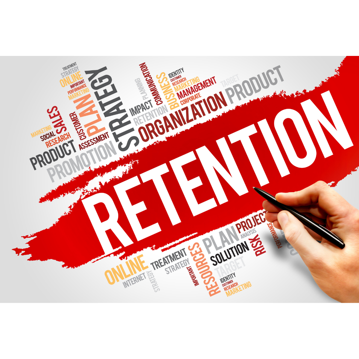 Graphic displaying the word “Retention” in a clean, minimalist design related to higher education student success and enrollment stability.